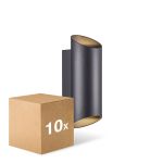Multipack 10x Nordlux Nico Luz De Pared Aluminium Negro Up & Down | IP54 - Apta para 2x GU10
