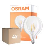 Multipack 4x Osram SuperStar LED E27 Globe 125mm con Filamento Clara 7W 806lm - 822-827 Dim to Warm | Regulable - Reemplazo 60W