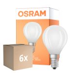 Multipack 6x Osram Classic LED E14 Esférica Con Filamento Mate 5.5W 806lm - 840 Blanco Frio | Regulable - Reemplazo 60W