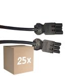 Multipack 25x Noxion GST - Compatible Cable de extensión Negro - Macho + Hembra - 2m - 3 pole 1,5mm2