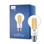 Philips MASTER LED Bulbo Ultra Efficient E27 Pera Clara 4W 840lm - 827 Luz muy Cálida | Regulable - Reemplazo 60W