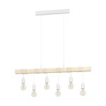 Eglo Colgante De Luz Townshend Acero Blanco Madera | IP20 - Apta para 6x E27 