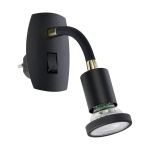 Eglo Luz De Pared Parrini Lamp con Enchufe Negro 4.5W 345lm - 830 Luz Cálida | IP20 - Incl. 1x GU10