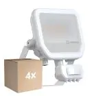 Multipack 4x Ledvance Proyector LED Aluminium Blanco 17W 2200lm 100D - 830 Luz Cálida | IP65 - Sensor De Movimiento Y Luz - Simétrico