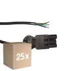 Multipack 25x Noxion GST - Compatible Cable de alimentación Negro - Macho + Extremos abiertos - 3m - 3 pole 0,75mm2