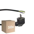 Multipack 50x Noxion Cable De Alimentación de alimentación Negro - Schuko Europlug + Extremos abiertos - 2m - 3 pole 0,75mm2