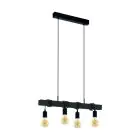 Eglo Colgante De Luz Townshend Acero Madera Negro | IP20 - Apta para 4x E27 